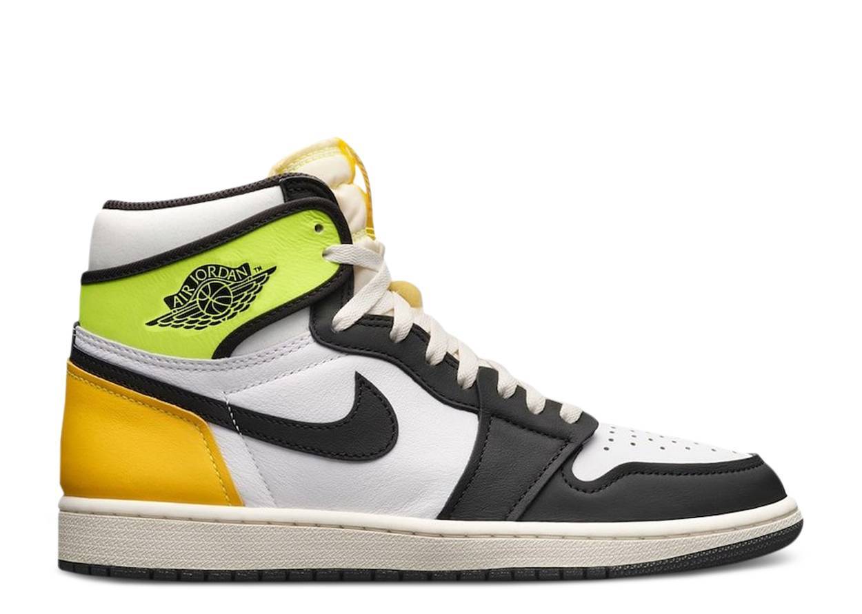 Jordan 1 Retro High White Black Volt University Gold